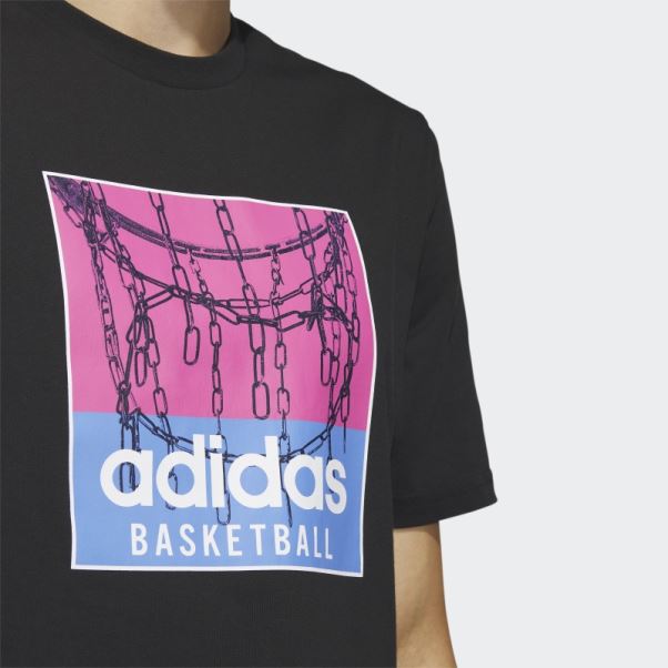 Adidas Chain Net Basketball Graphique Tee Noir