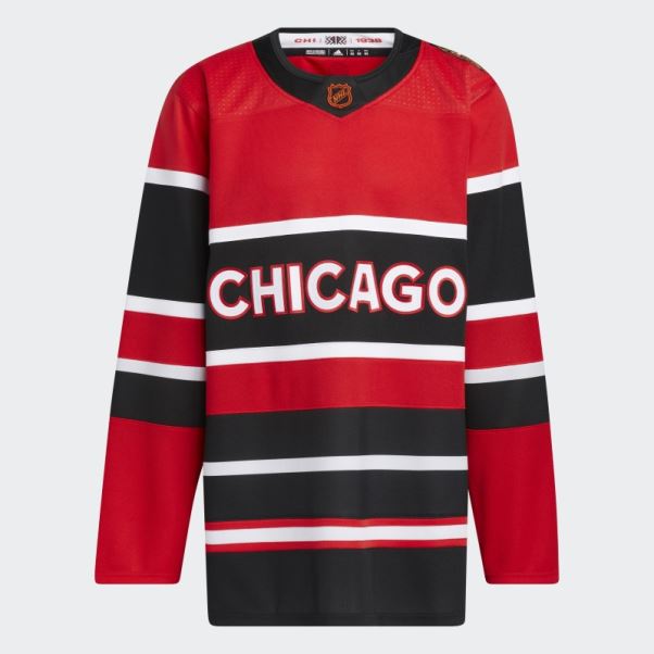 Adidas Blackhawks Authentique Reverse Retro Wordmark Maillot Rouge