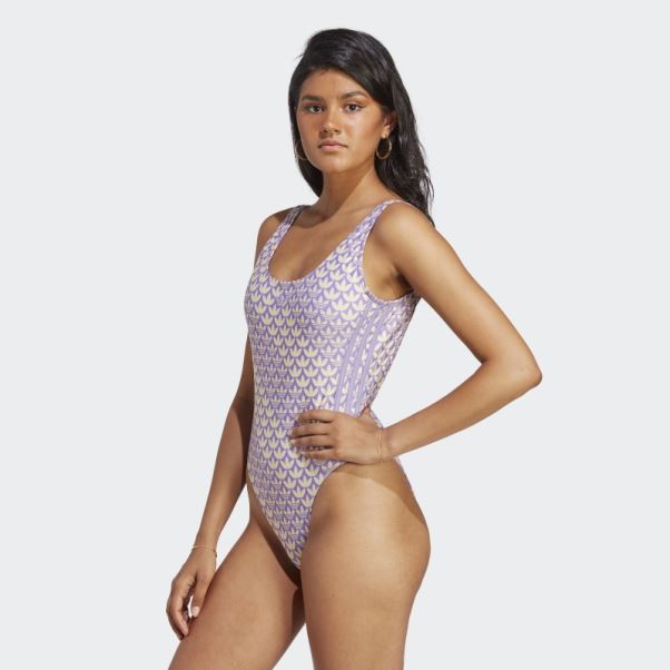 Maillot De Bain Adidas Originals Monogram 3 Bandes Jaune