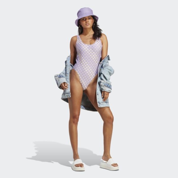 Maillot De Bain Adidas Originals Monogram 3 Bandes Jaune