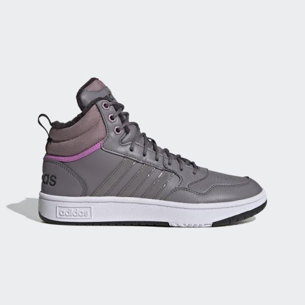Adidas Trace Grey Hoops 3.0 Mid Lifestyle Basketball Classic Fur Lining Hiver Chaussures