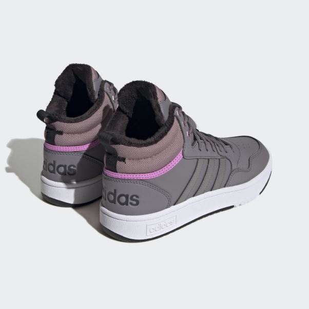 Adidas Trace Grey Hoops 3.0 Mid Lifestyle Basketball Classic Fur Lining Hiver Chaussures