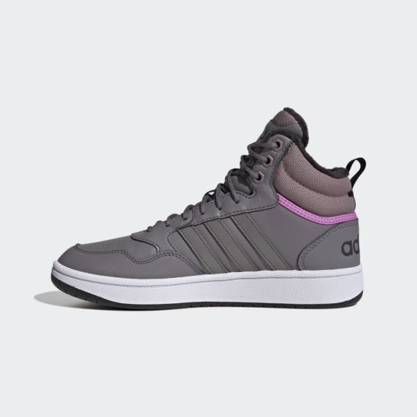 Adidas Trace Grey Hoops 3.0 Mid Lifestyle Basketball Classic Fur Lining Hiver Chaussures