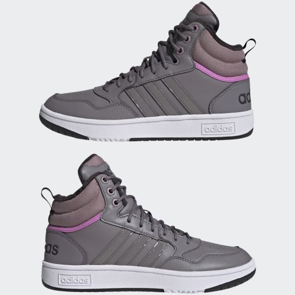 Adidas Trace Grey Hoops 3.0 Mid Lifestyle Basketball Classic Fur Lining Hiver Chaussures