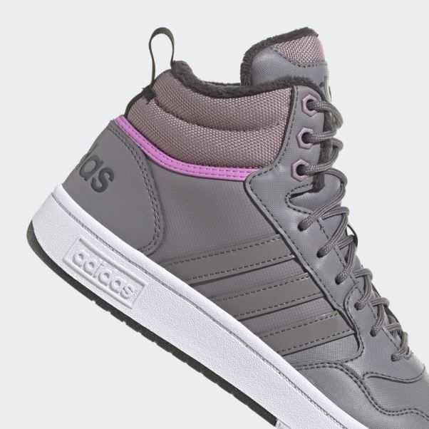 Adidas Trace Grey Hoops 3.0 Mid Lifestyle Basketball Classic Fur Lining Hiver Chaussures