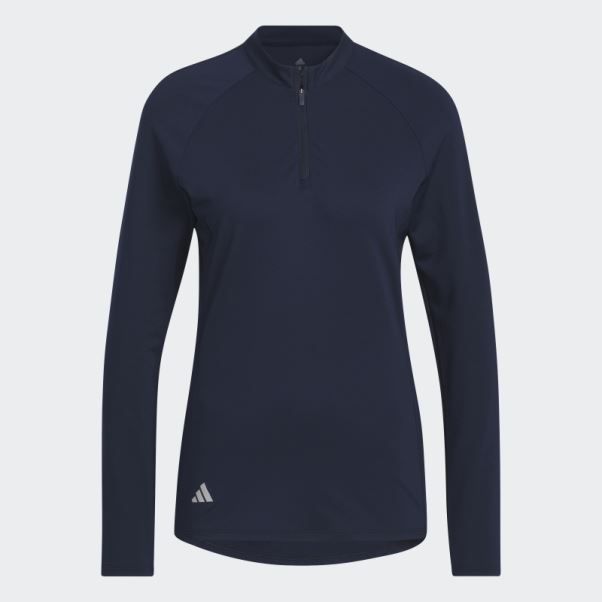 Polo De Golf Bleu Marine à Manches Longues Et Zip Adidas