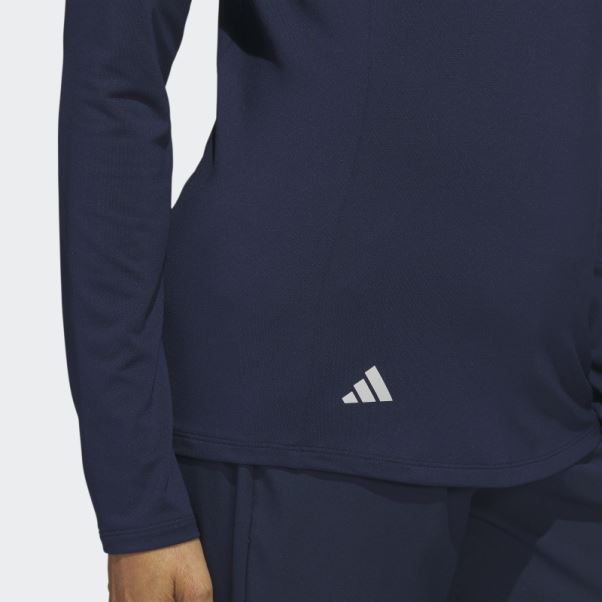 Polo De Golf Bleu Marine à Manches Longues Et Zip Adidas