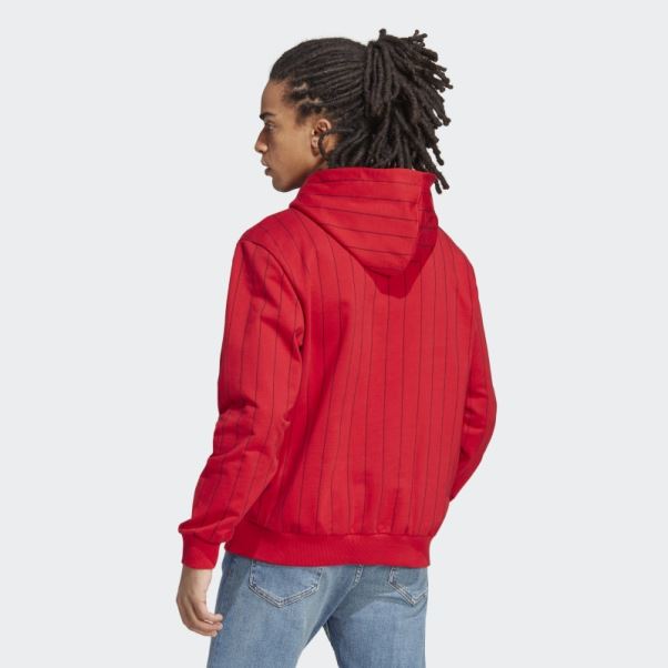 Sweat à Capuche En Polaire à Fines Rayures Adidas