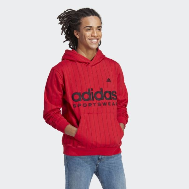 Sweat à Capuche En Polaire à Fines Rayures Adidas