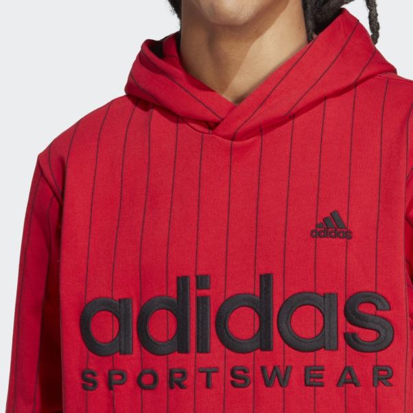 Sweat à Capuche En Polaire à Fines Rayures Adidas