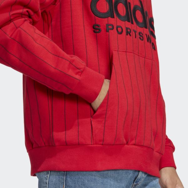 Sweat à Capuche En Polaire à Fines Rayures Adidas