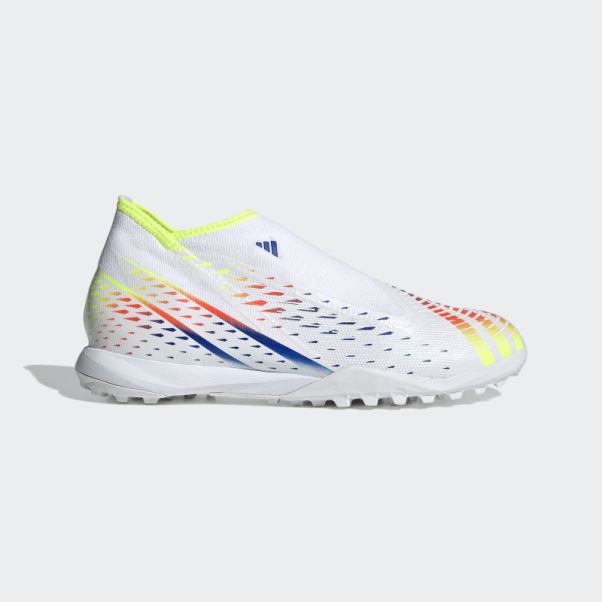 Predator Edge.3 Chaussures De Football Sans Lacets Pour Gazon Adidas Blanc
