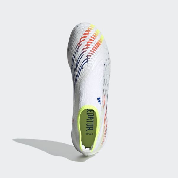 Predator Edge.3 Chaussures De Football Sans Lacets Pour Gazon Adidas Blanc
