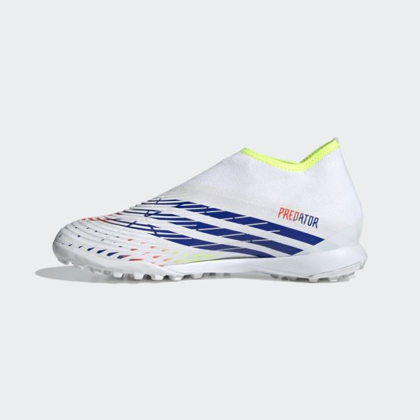 Predator Edge.3 Chaussures De Football Sans Lacets Pour Gazon Adidas Blanc