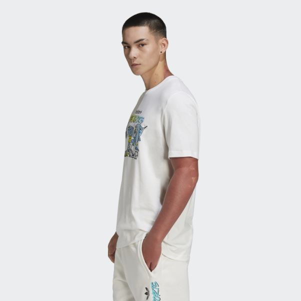 T-shirt Blanc Graphique Stoked Fish Adidas