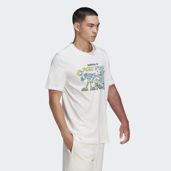 T-shirt Blanc Graphique Stoked Fish Adidas