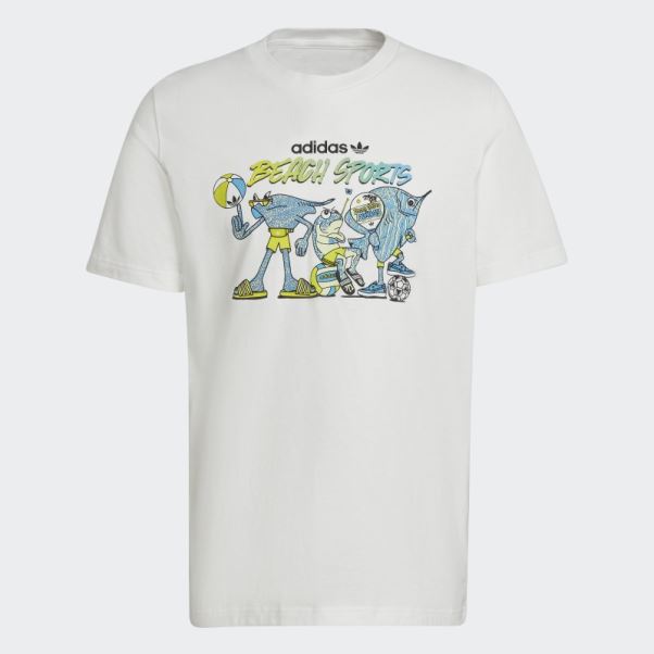 T-shirt Blanc Graphique Stoked Fish Adidas