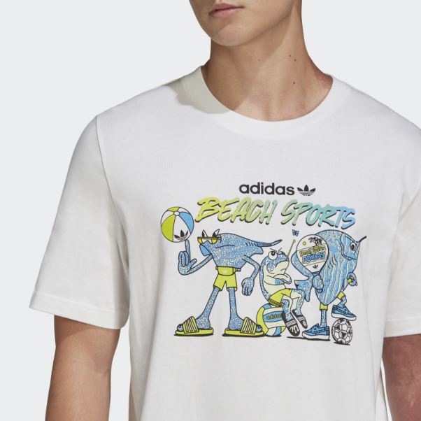 T-shirt Blanc Graphique Stoked Fish Adidas