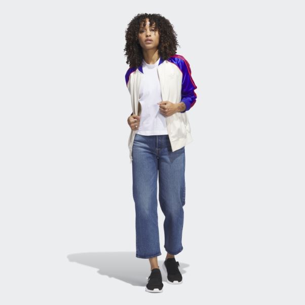 Veste De Survêtement Adidas Satin Sst Blanc