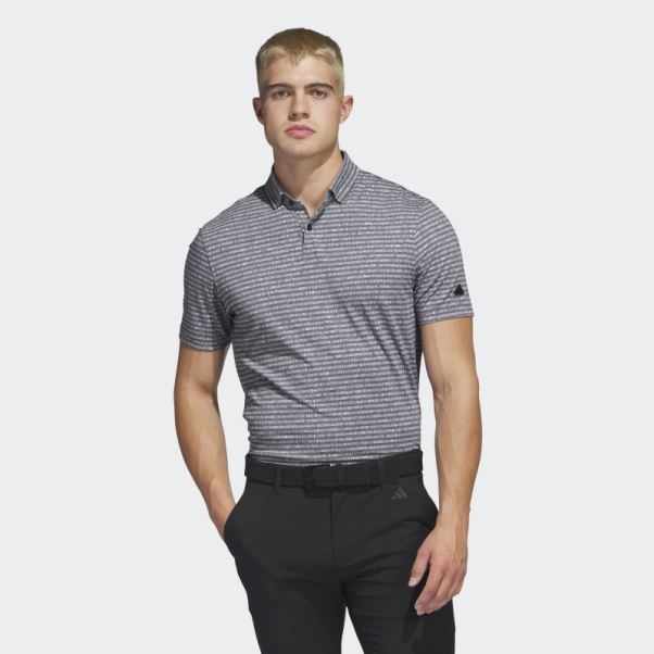 Polo De Golf Rayé Adidas Go-to Noir