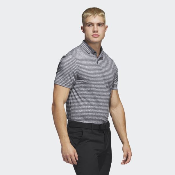 Polo De Golf Rayé Adidas Go-to Noir