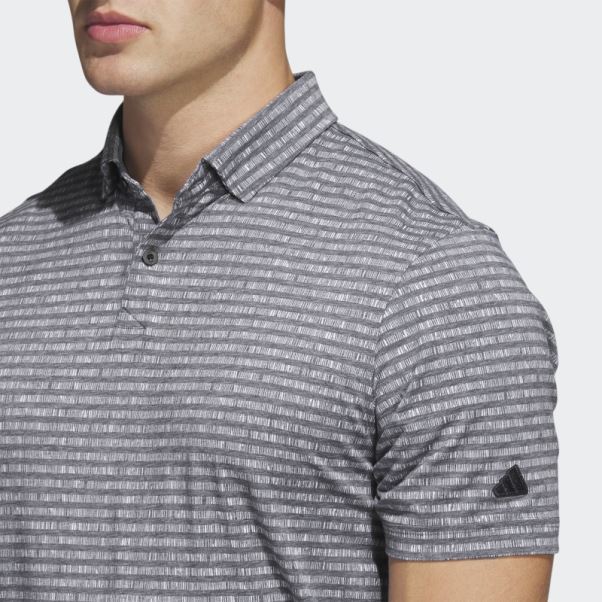 Polo De Golf Rayé Adidas Go-to Noir
