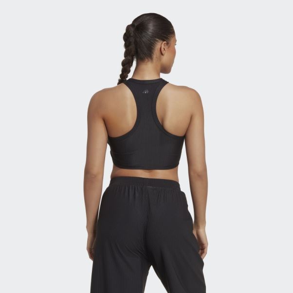 Débardeur Côtelé Enveloppé Adidas Yoga Studio Noir