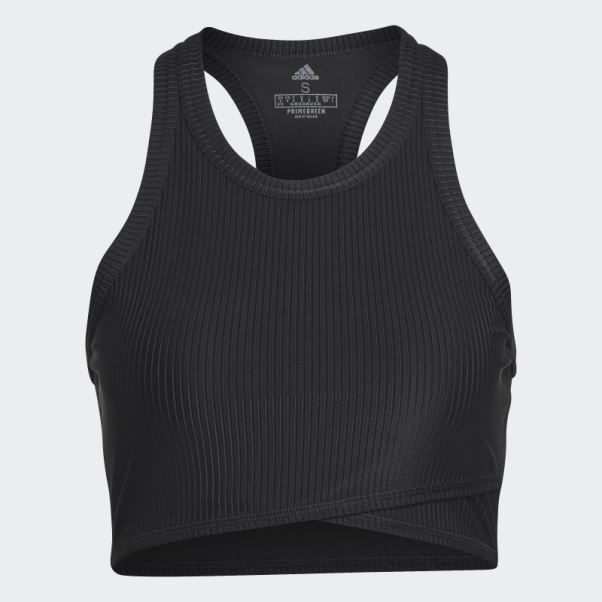 Débardeur Côtelé Enveloppé Adidas Yoga Studio Noir