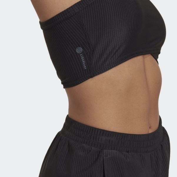 Yoga Studio Débardeur Côtelé Enveloppé Noir Adidas