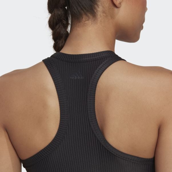 Yoga Studio Débardeur Côtelé Enveloppé Noir Adidas