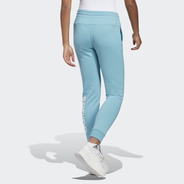 Adidas Essentials Linear Pantalon De Jogging En Molleton Resserré Aux Chevilles Bleu