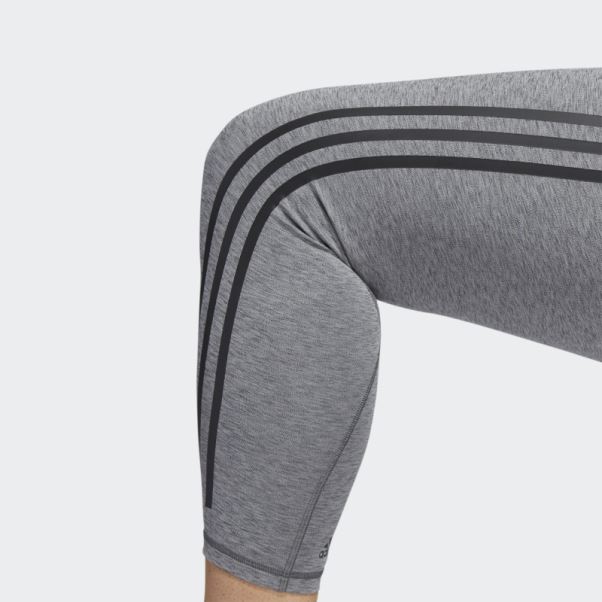 Adidas Optime Trainicons 3-stripes 7/8 Leggings (grande Taille) Gris Foncé Chiné