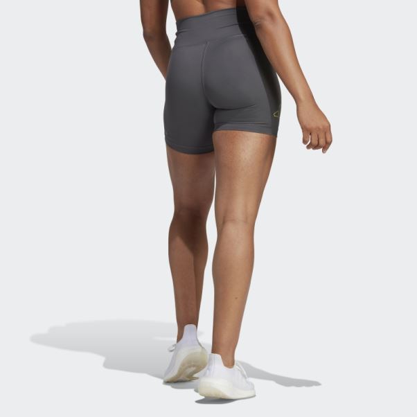 Collants Courts Optime Hyperbright Training Taille Haute Gris Adidas