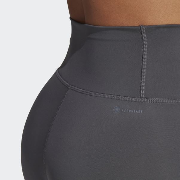Collants Courts Optime Hyperbright Training Taille Haute Gris Adidas