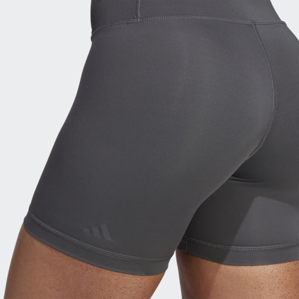 Collants Courts Optime Hyperbright Training Taille Haute Gris Adidas