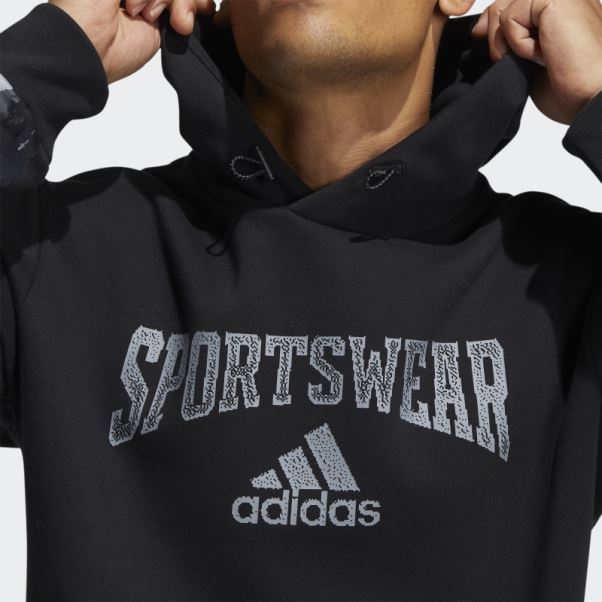 Sweat à Capuche Graphique Adidas Reverse Future Icons Noir