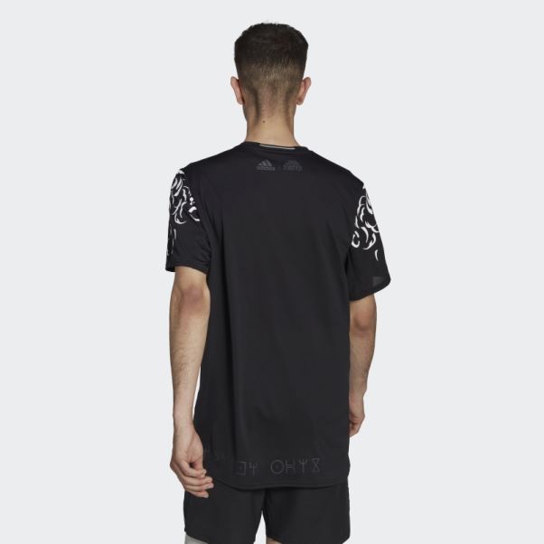 Adidas Marvel T-shirt De Course Graphique Panthère Noire Noir