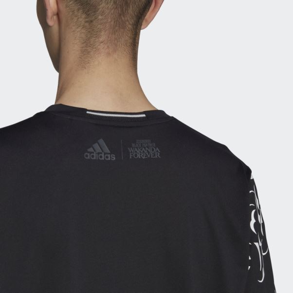 Adidas Marvel T-shirt De Course Graphique Panthère Noire Noir