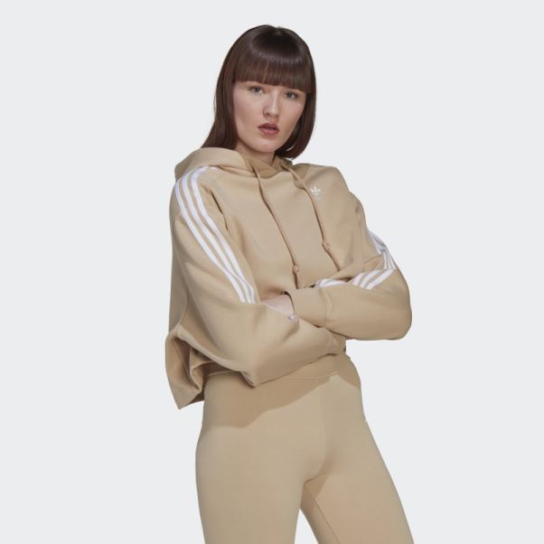Sweat à Capuche Court Adicolor Classics Adidas Beige