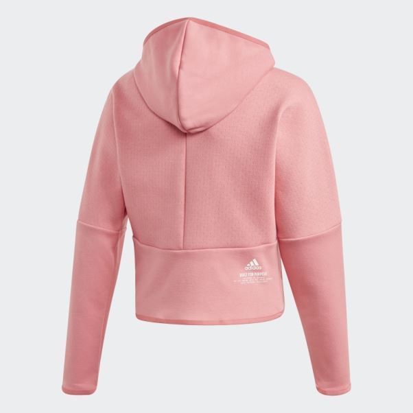 Rose Brumeuse Adidas Z.n.e. Sweat à Capuche Ample Zippé Chaud