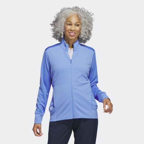 Veste Zippée Texturée Adidas Bleu