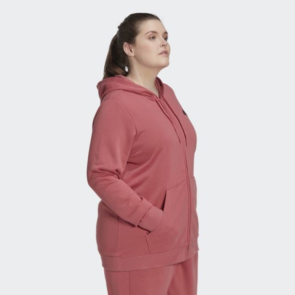 Sweat à Capuche Zippé Logo Essentials (grande Taille) Rouge Adidas