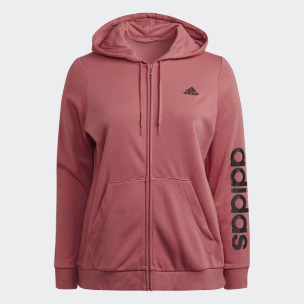 Sweat à Capuche Zippé Logo Essentials (grande Taille) Rouge Adidas