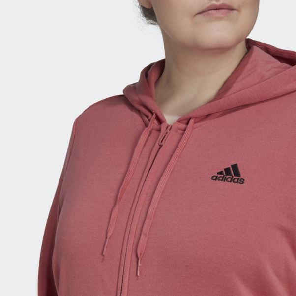 Sweat à Capuche Zippé Logo Essentials (grande Taille) Rouge Adidas