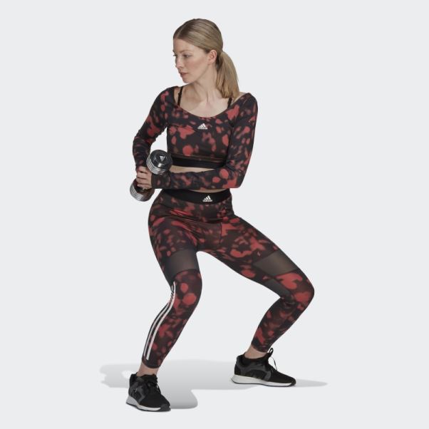Legging 7/8 Imprimé Hyperglam Adidas Rouge