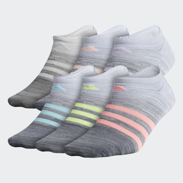 Chaussettes Invisibles Adidas Superlite Multi-space-dyed Gris Moyen 6 Paires