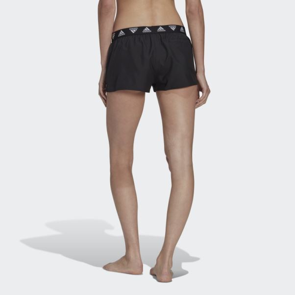 Short De Plage Noir Avec Logo Adidas