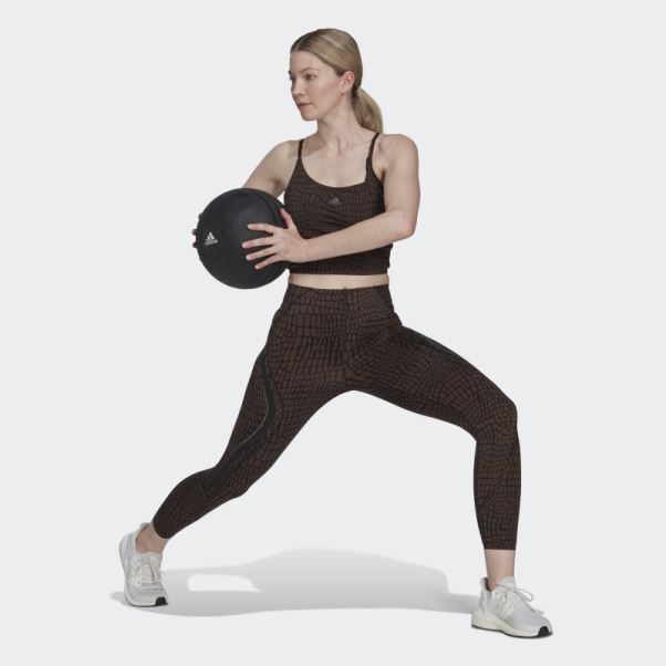 Adidas Legging Tlrd Hiit Croco Luxe Training 7/8 Marron