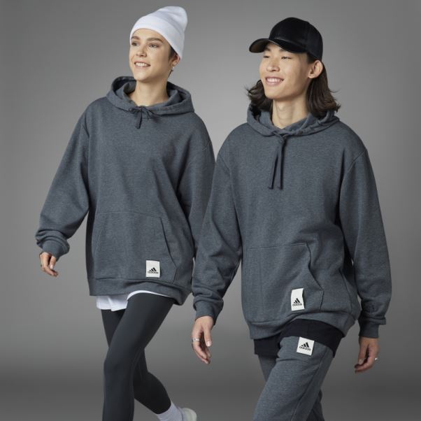 Sweat à Capuche Gris Foncé Chiné Adidas Saint Valentin