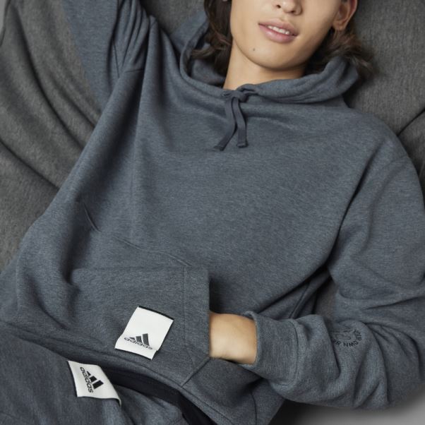 Sweat à Capuche Gris Foncé Chiné Adidas Saint Valentin